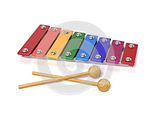 Xylophone, metallophone 3d rendering