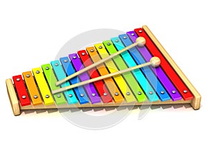 Xylophone with rainbow colored keys