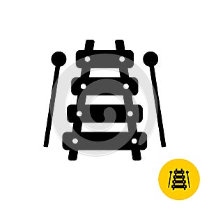 Xylophone toy simple silhouette icon with sticks.