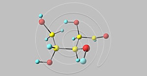 Xylose molecular structure isolated on grey