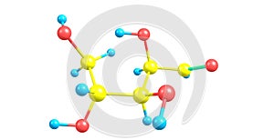 Xylose molecular structure isolated on white