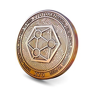 Xyo - Cryptocurrency Coin. 3D rendering photo