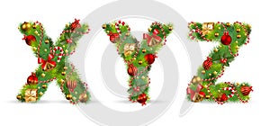 XYZ, christmas tree font