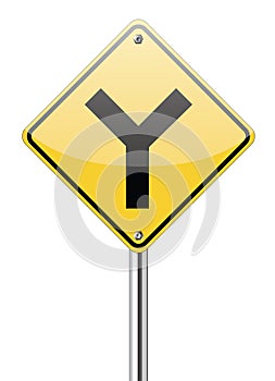 Y fork junction sign