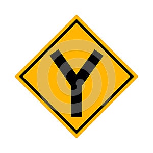 Y fork junction sign , Part of a series