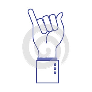 Y hand sign language line and fill style icon vector design