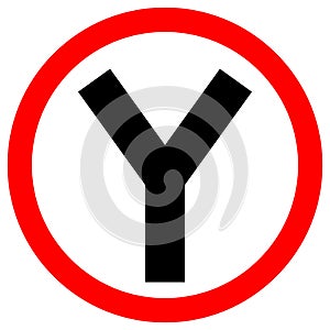 Y -Junction Traffic Road Sign,Vector Illustration, Isolate On White Background Icon. EPS10