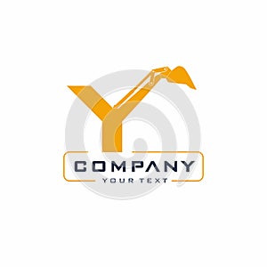 Y Letter Excavator Logo Design Vector