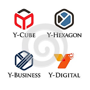 Y Letter Hexagon Cube Box Logo Symbol Collection