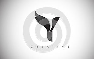 Y Letter Wings Logo Design with Black Bird Fly Wing Icon.