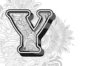 y logo. hand drawn alphabetical doodles in zentangle stylized