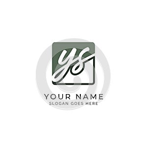 Y, S, YS Initial letter handwritten, Alphabet YS signature Icon in square shape