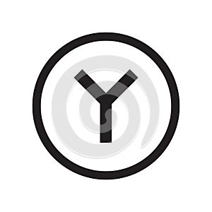 Y shaped intersection icon vector sign and symbol isolated on white background, Y shaped intersection logo concept