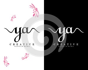 Ya, ay creative handwriting letter logo design vector