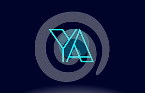 ya y a blue line circle alphabet letter logo icon template vector design