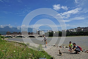 Yaan China-Beautiful Qingyi River under the sun