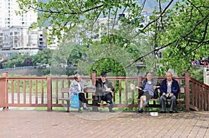 Yaan China-Old men enjoy leisure time