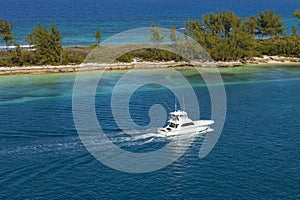 Yacht along Bahamas coastline