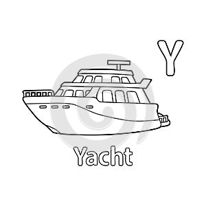 Yacht Alphabet ABC Coloring Page Y