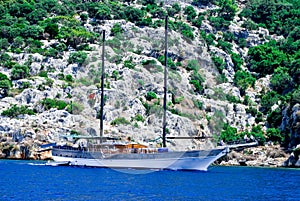 Yacht anchored in Kekova, Turkey photo