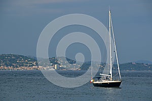 Yacht anchored in St. Tropez harbor