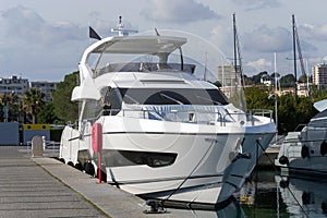 Yacht in Antibes Harbor - Port Vauban in Antibes, French Riviera, France