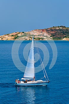 Yacht boat in Aegean sea near Milos island , Greece