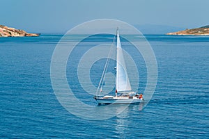 Yacht boat in Aegean sea near Milos island , Greece