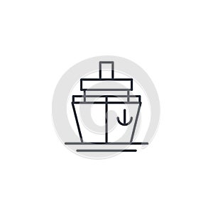 Yacht boat, cruise ship thin line icon. Linear vector symbol