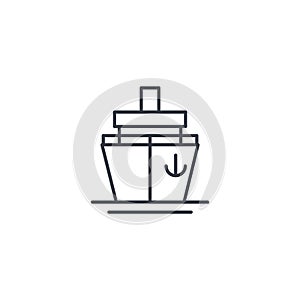 Yacht boat, cruise ship thin line icon. Linear vector symbol photo