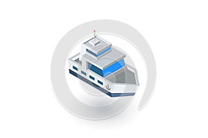 Yacht boat isometric flat icon. 3d vector