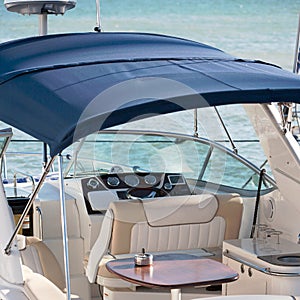 Yacht cabin interior with table