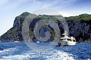 Yacht in Capri island coast