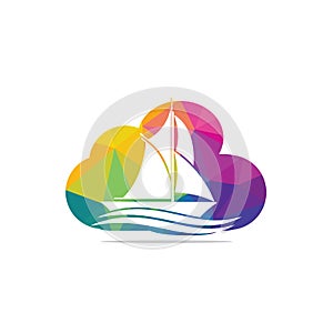 Yacht cloud shape logo design.