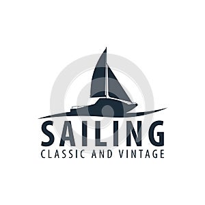 Yacht club and sailing sport logo, labels, emblems and design elements. Sea travel. Vector illustration.