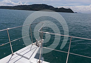 yacht cruise sunny day at ao chalong Phuket, Thailand