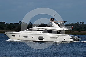 Yacht cruising on river in Florida