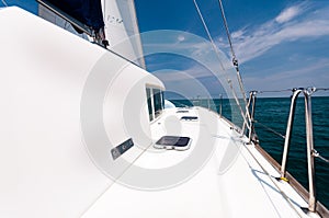 Yacht deck, sailing ahead to destination