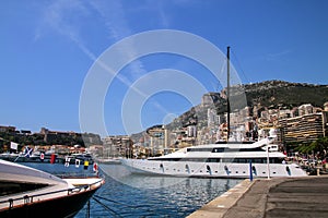 Yacht docked at Port Hercules in La Condamine ward of Monaco. photo