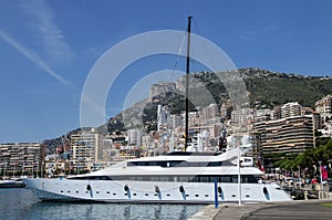Yacht docked at Port Hercules in La Condamine ward of Monaco. photo