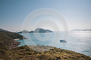 Yacht docking near High Island Reservoir, the vacation location of Sai Kung