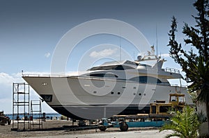 Yacht in the dry dock