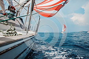 Yacht fights with an opponent in the sea photo