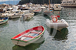 Yacht, fishing boat, sailing boats, cruise ships at Portofino po