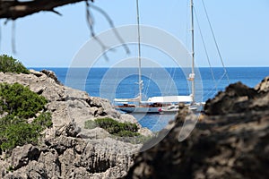 Yacht floating at Cala de sa Calobra