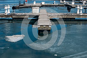 Yacht harbor during winter time almost ready for the season.