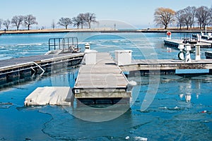 Yacht harbor during winter time almost ready for the season.