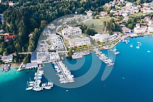 Yacht harbour in Velden at the Lake WÃ¶rthersee in Carinthia, Austria