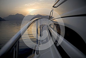 Yacht Heading To The Mountains photo