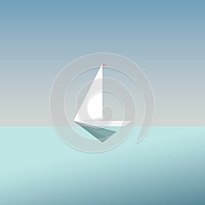 Yacht icon symbol in modern low poly style. Summer holiday or travel vacation background. Business metaphor for freedom